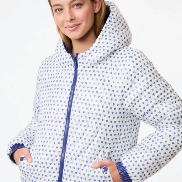 Women’s Roller Rabbit small Heart Print Reversable Puffer Jacket - Picture 5 of 5